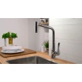 Смеситель Hansgrohe Metris 14820000 для кухни: выдвижная лейка и универсальный монтаж - миниатюра фото 3