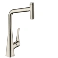 Смеситель для кухни Hansgrohe Metris Select M71 с вытяжным душем и поворотным изливом, цвет под сталь (73803800) - миниатюра фото 1