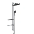 Душевая гарнитура HG Showerpipe: верхний душ, штанга, ручной душ и полочки (хром) (26842000) - миниатюра фото 1