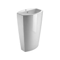 Напольная раковина GSI Norm 56x40h85 с переливом, отверстием под смеситель и сливом в стену, белая - миниатюра фото 1