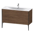 Подвесная тумба Duravit XViu для раковины, 2 ящика, цвет walnut dark/черный матовый, 591x1210x480 мм (XV43040B221) - миниатюра фото 1