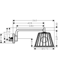Верхний душ AX LampShower 1jet с держателем в цвете шлифованный черный хром (26031340) - миниатюра фото 2