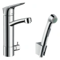 Набор для биде Hansgrohe Logis: смеситель для раковины и душ бидетте, хром (31515000) - миниатюра фото 1