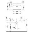 Раковина Duravit Happy D2 Plus 600x460 мм с переливом, без отверстия под смеситель, цвет Anthracite matt-белый (2360606100) - миниатюра фото 4