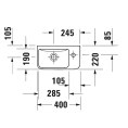 Подвесная раковина Duravit ME by Starck 40x22 см, белая, с отверстием справа (717400000) - миниатюра фото 2