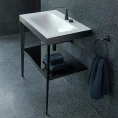 Напольная консоль Duravit XViu с раковиной без перелива и полкой, черный матовый/глянцевый (XV4715EB240) - миниатюра фото 1