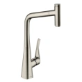 Кухонный смеситель Hansgrohe Metris Select M71 с выдвижным изливом и кнопкой включения воды (14884800) - миниатюра фото 1