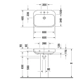 Раковина Duravit Happy D2 650x500 мм с тремя отверстиями, белая (2316650030) - миниатюра фото 2