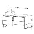 База для раковины Duravit XSquare 1400 мм с 4 выдвижными ящиками, фланелево-серый матовый (XS4923L9090) - миниатюра фото 2