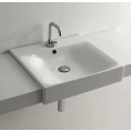 Раковина KERASAN Cento 50x45 полувстраиваемая белая с 1 отверстием под смеситель (3546bi*1) - миниатюра фото 4