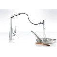 Смеситель Hansgrohe Metris 14820000 для кухни: выдвижная лейка и универсальный монтаж - миниатюра фото 2