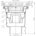 Трап HL606.1W с решеткой 226x226 мм-грязеуловителем и горизонтальным выпуском DN110 - миниатюра фото 3