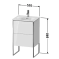 Напольная тумба Duravit XSquare под раковину с двумя ящиками, цвет White High Gloss (XS452102222) - миниатюра фото 2
