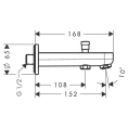 Излив для ванны Hansgrohe Metris S 152 мм, хром (31417000) - миниатюра фото 2