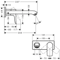 Смеситель для раковины Hansgrohe Metris встраиваемый, излив 225 мм, хром (31086000) - миниатюра фото 2