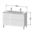 Тумба напольная под раковину Duravit L-Cube 234412, 704x1220x481 мм, 2 ящика, цвет White High Gloss (LC659902222) - миниатюра фото 2
