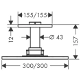 Верхний потолочный душ AX ShowerSolution 300x300 мм с 2 струями и держателем (35320000) - миниатюра фото 2