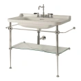 Керамическая раковина Kerasan Waldorf 120х55 см белая с 3 отверстиями и хромированными заглушками (4144K1bi/cr*3) - миниатюра фото 2
