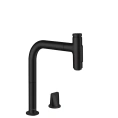 Кухонный смеситель Hansgrohe Metris Select с вытяжным изливом, черный матовый (73818670) - миниатюра фото 1