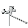 Настенный смеситель для ванны Hansgrohe Logis с душем, поворотный излив, хром (71402000) - миниатюра фото 1