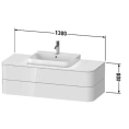 Подвесная тумба Duravit Happy D.2 Plus 408x1300 мм, 2 ящика, глянцевый белый (HP497202222) - миниатюра фото 2