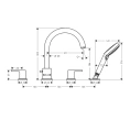 Смеситель для ванны Hansgrohe Vernis Shape с ручным душем, матовый черный (71459670) - миниатюра фото 2