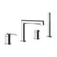 Смеситель для ванны Gessi Ingranaggio с каскадным изливом и комплектом лейки, хром (63537#031) - миниатюра фото 1