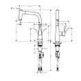 Кухонный смеситель Hansgrohe Metris с поворотным выдвижным изливом 2jet в хроме (14834000) - миниатюра фото 2