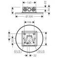 Верхний душ AX ShowerSolution: потолочный монтаж, 300 мм, 2 форсунки, хром (35305000) - миниатюра фото 2