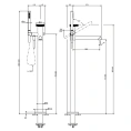 Напольный смеситель для ванной GESSI Anello Black Metal Brushed PVD (без картриджа) (63328#707) - миниатюра фото 2