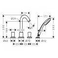 Смеситель для ванны Hansgrohe Logis с ручным душем 1jet, на 4 отверстия, излив 125 мм, хром (71314000) - миниатюра фото 2