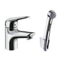 Набор для биде Hansgrohe Novus: смеситель для раковины и душ бидетте с держателем, хром (71144000) - миниатюра фото 1