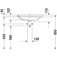 Раковина Duravit DuraStyle 560x455 мм: Встраиваемая сверху с переливом, белая, 1 отв. под смеситель (374560000) - миниатюра фото 2