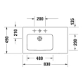 Подвесная раковина Duravit ME by Starck 83x49 см, белая, с полкой и переливом (2345830000) - миниатюра фото 2