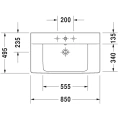 Встраиваемая раковина Duravit P3 Comforts 850x500 мм белого цвета с отверстием под смеситель (2332850000) - миниатюра фото 2