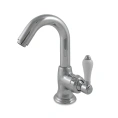 Однорычажный смеситель для раковины Nicolazzi P.m. Blanc с донным клапаном и белыми керамическими ручками, хром (3454CR76C) - миниатюра фото 1