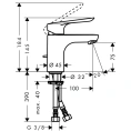 Смеситель для раковины Hansgrohe Novus 70, донный клапан, хром (71020000) - миниатюра фото 2