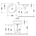 Раковина Duravit круглая 580 мм белая с переливом и отверстием под смеситель (406580000) - миниатюра фото 2