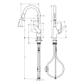 Кухонный смеситель Hansgrohe Focus M42 с выдвижным душем в цвете под сталь (71800800) - миниатюра фото 2