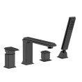 Смеситель для ванны Gessi Eleganza на 4 отверстия с переключателем, изливом и ручным душем в черном металлике (46037#706) - миниатюра фото 1