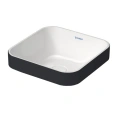 Раковина Duravit Happy D2 Plus квадратная 400 мм без перелива с керамическим выпуском цвет Anthracite matt-белый (2359406100) - миниатюра фото 1