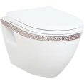 Подвесной унитаз Creavit TP325 Versace в золотом исполнении - миниатюра фото 1