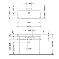 Раковина Duravit Happy D2 для мебели, шлифованная белая, 1000x505 мм (2318100027) - миниатюра фото 2
