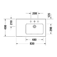 Подвесная раковина Duravit ME by Starck 83x49 см белого цвета с полкой слева (2346830000) - миниатюра фото 2