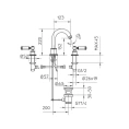 Смеситель для раковины Bossini Liberty на 3 отверстия с поворотным изливом (Z001302.094) - миниатюра фото 2