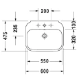 Раковина DURAVIT Happy D2 60x47.5 см без отверстия под смеситель, белая (2316600060) - миниатюра фото 2