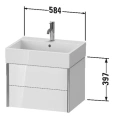 Подвесная тумба Duravit XViu 397x584x454 мм, белый глянцевый/шампань мат, 2 ящика (XV43340B122) - миниатюра фото 2