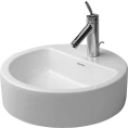Раковина Duravit накладная круглая 480 мм с отверстием под смеситель и переливом, белая (446480000) - миниатюра фото 1