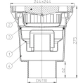 Трап HL606W с решеткой 226x226 мм-грязеуловителем и вертикальным выпуском DN110 - миниатюра фото 3