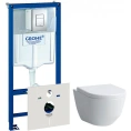 Комплект Чаша Laufen Pro 8.2096.6. без ободка + Крышка-сиденье Laufen Pro с микролифтом + Инсталляция Grohe Rapid SL 38775001 4 в 1 с кнопкой смыва - миниатюра фото 1